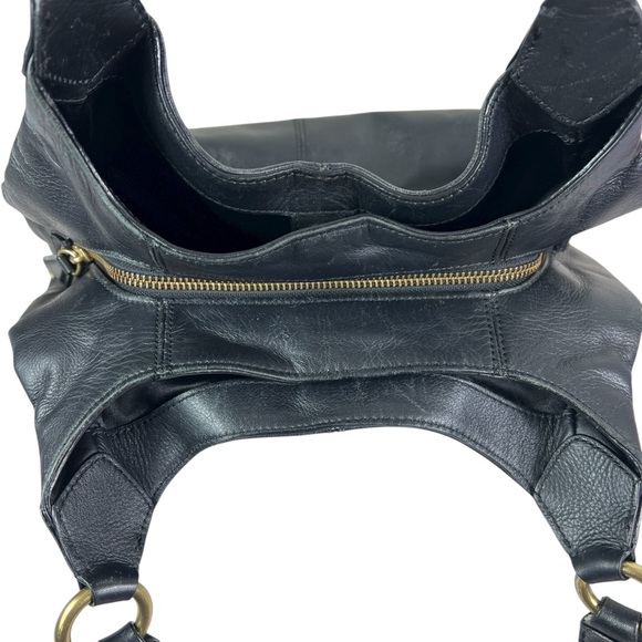 COACH Black Leather Soho Campbell Hobo Shoulder Bag Brass Hardware Buckle Front - Picture 8 of 13